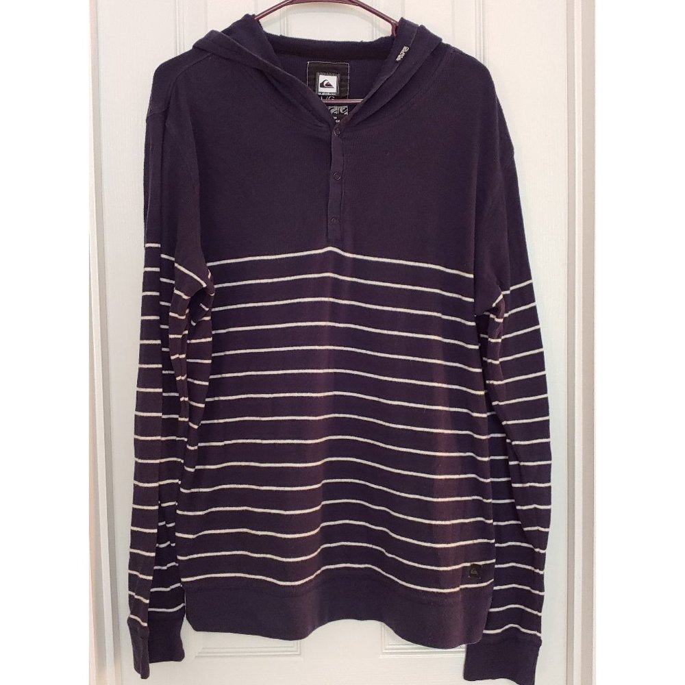 Quicksilver Black and White Striped Hoodie